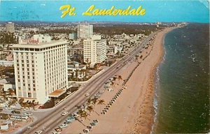 Postal Fort Lauderdale vista aérea de hoteles y playas pm 1981 Flordia FL - Imagen 1 de 2