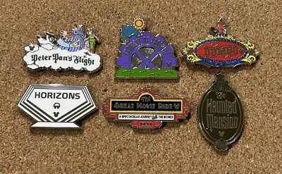 Juego de prendedores ocultos Mickey 2019 Disney Attraction Signs Wave C, ¡juego de 6! Foto 1 de 2