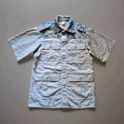 Vtg Tactical Hunting Fishing 4 Pocket Mens Short Sleeve Snap Up Shirt USA - Image 1 of 4