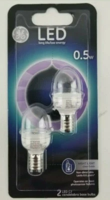 0.5w LED Candelabra Base Soft White Bulb 2700k 14150 Sealed Packge NEW Ge 2 Pack - Image 1 of 2