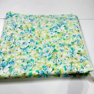 vintage springmaid flat sheet double blue floral blend mcm retro 70s - Picture 1 of 10