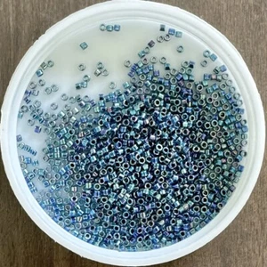 11/0 MIYUKI Seed Beads, Delica, Lined Blue AB (DB85) (DB085)(DB0085), 5g - Picture 1 of 1