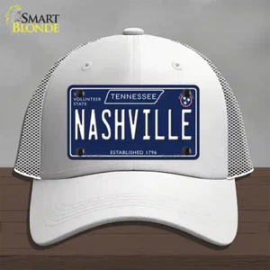 Sombrero con letrero de metal azul Nashville Tennessee - malla blanca - Imagen 1 de 1