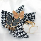 1PC Vintage Silk Scarf Buckle Bow Knotted Headscarf Ring Brooch Shawl Button