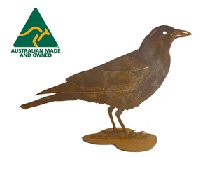 Crow Australian Made Native Rusty Garden Art sculpture Stand - Picture 1 of 2