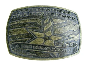Hebilla de cinturón de latón para veteranos estadounidenses discapacitados "su coraje perdura" - Imagen 1 de 3