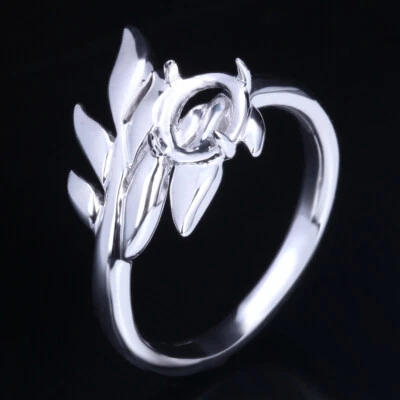 Sterling Silver 925 Solitaire Cabochon Semi Mount Oval 7x5mm Empty Ring Setting - Image 1 of 4