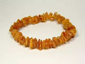 Pulsera de ámbar báltico 6,5" marrón sin pulir cruda elástica natural 5427 - Imagen 1 de 6