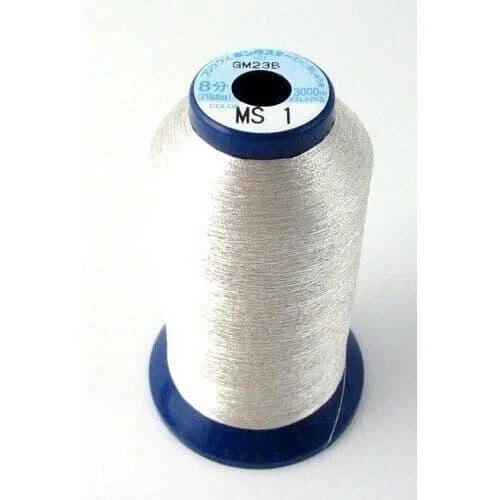KINGSTAR METALLIC SILVER MS1 | DECORATIVE THREAD | EMBROIDERY | CONE x 3000m - Image 1 of 1