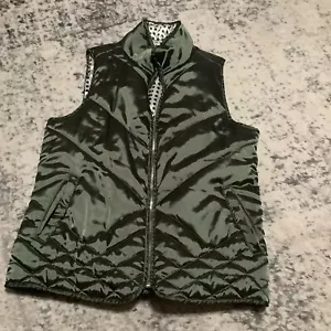 Kensie Reversible olive polka dot puffer vest size Medium - Picture 1 of 6
