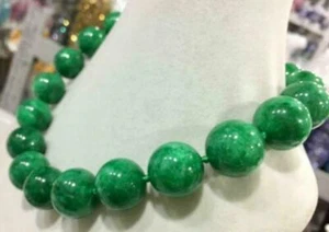 Riesige Natürliche 18 mm Grüne Jade Runde Edelstein Perlen Halskette 18 Zoll AAA - Bild 1 von 4