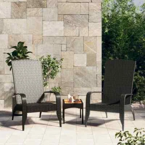 Patio Adirondack Chair Black Poly Rattan vidaXL - Picture 1 of 7