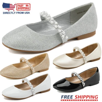 Zapatos de vestir planos Mary Jane para niños pequeños niñas pedrería zapatos de boda talla EE. UU. Foto 1 de 4