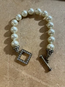 Heidi Daus pearl bracelet with toggle closure with rhinestones - Picture 1 of 6