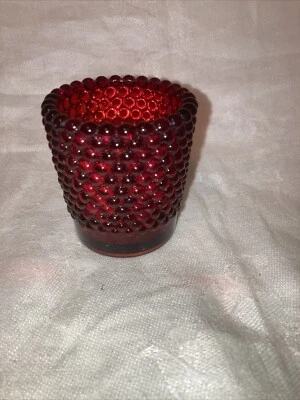Candelabro votivo vintage de vidrio Hobnail rojo rubí patentado 11 de julio de 1939 usado en excelente estado Foto 1 de 3