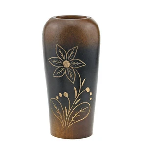 Blooming Delicate Daisy Brown Mango Tree Wood Flower Vase - Picture 1 of 6