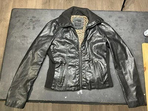 BEAUTIFUL LANE CRAWFORD Sz L Pewter Silver Faux Leather Lined Jacket Coat EUC - Picture 1 of 3