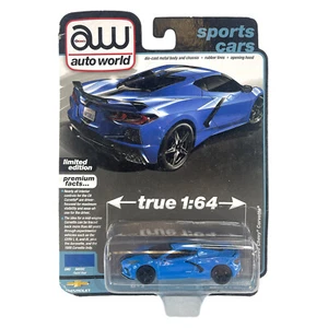 Auto World Sports Cars 2020 Chevy Corvette blau 1/64 Diecast Modellauto Spielzeug - Bild 1 von 2
