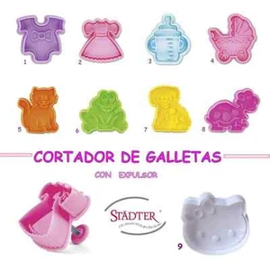 Cortador / marcador galletas con expulsor bebé kitty animales fondant reposteria - Imagen 1 de 10