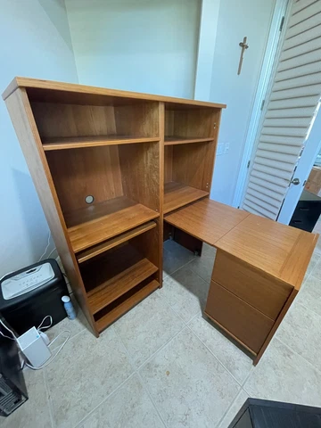 Teak Modern Danish Integrated Desk Cabinet Bookshelf for Home Office Cover