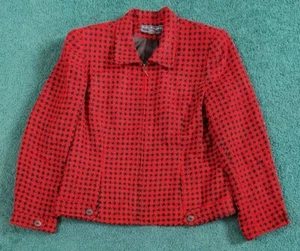 Norton McNaughton Women's Petite Hounds tooth Checkered Full Zip Jacket 12P - Picture 1 of 6