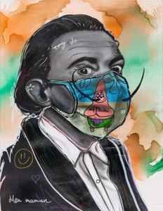Hen Maman 'Dali Mask' - Pop Art Oil on Canvas Painting - Picture 1 of 8