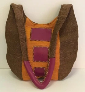 Pre-owned Very Good Brown Orange Pink Ethnic Women's Boho Shoulder Bag - Picture 1 of 6