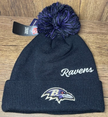 NEW Fanatics Baltimore Ravens NFL Beanie Pom Winter Cap Embroidered - Image 1 of 2