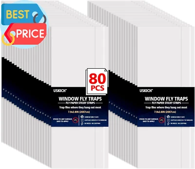 Paquete de 80 trampas para moscas de ventana para interiores tiras adhesivas para moscas de papel transparente para moscas para el hogar Foto 1 de 4
