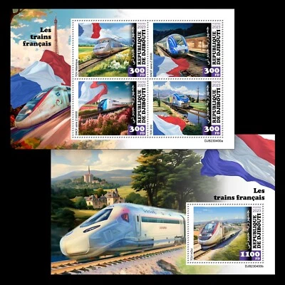 Estampillas de trenes en Francia MNH 2023 Djibouti M/S + S/S Foto 1 de 4