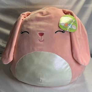Squishmallows 16” inch Bop the Pink Iridescent Easter Bunny Eyes Closed - Picture 1 of 4