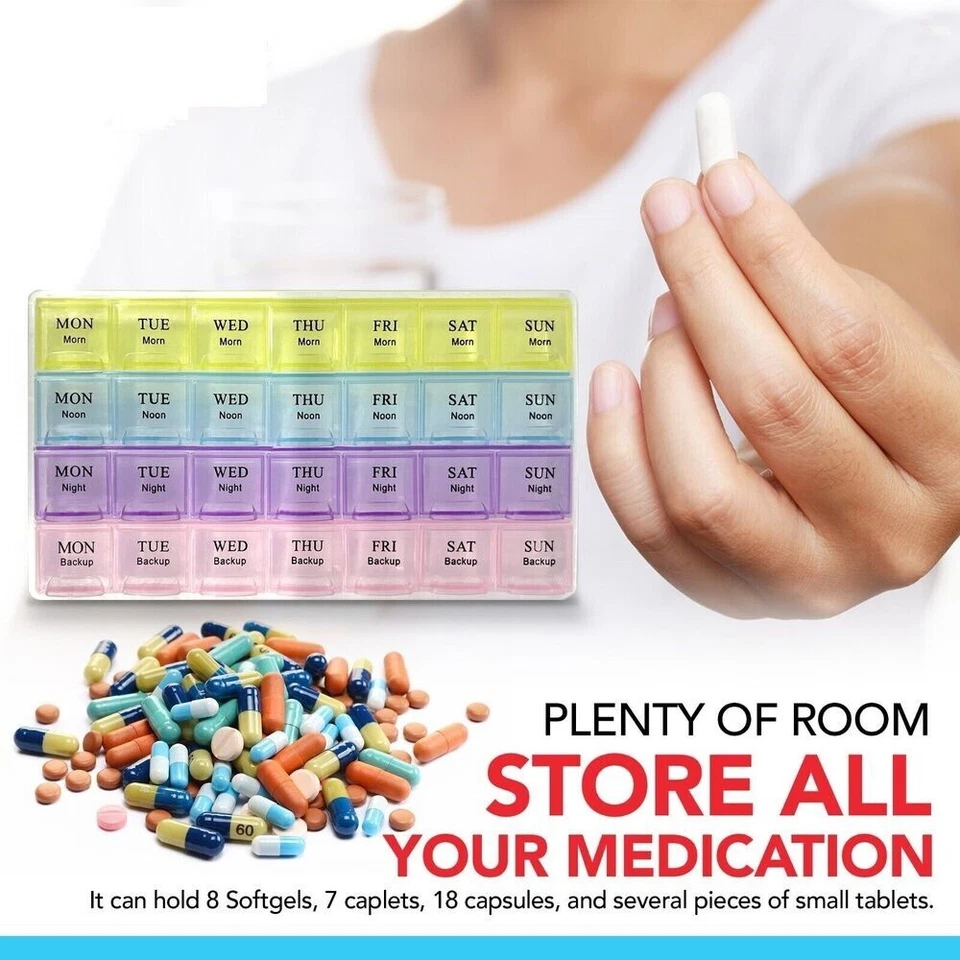 Pillendose große tägliche Tablette Organizer 7 Tage Nacht Halter Reise Spender Boxen