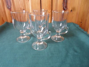 Set of 4 Stemmed Elegant Clear Coffee Latte Glass Mug Cappuccino Hot Cold 200ml - Picture 1 of 8