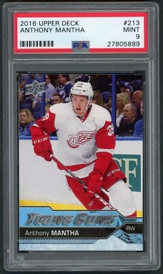 2016 Upper Deck Young Guns Anthony Mantha Red Wings #213 PSA 9 MINT Rookie Card - Image 1 of 2