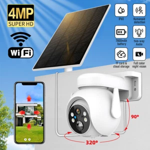 Solar Battery Powered Wireless WiFi Outdoor Pan/Tilt Home Security Camera System - Picture 1 of 13