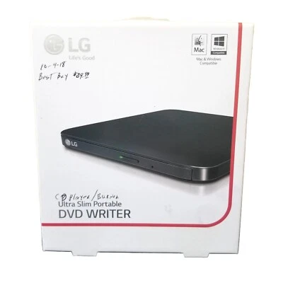 Grabadora de DVD portátil ultra delgada LG Electronics SP80NB80 caja abierta probada funcionando Foto 1 de 4