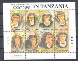 HOJA TANZANIA 1992 CHIMPANSEE SIMIES MNH en muy buen estado - Imagen 1 de 1
