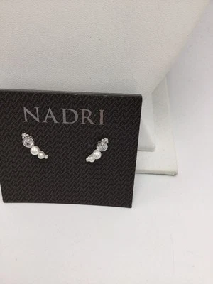 $35 Nadri Tono Plata Este Oeste Perla Pendientes N25 Foto 1 de 4