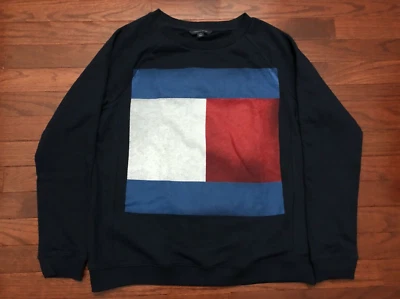 NUEVO NIÑO TOMMY HILFIGER SUDADERA JUVENIL GRANDE BANDERA GRANDE AZUL ROJO CUELLO REDONDO L NUEVO CON ETIQUETAS Foto 1 de 4
