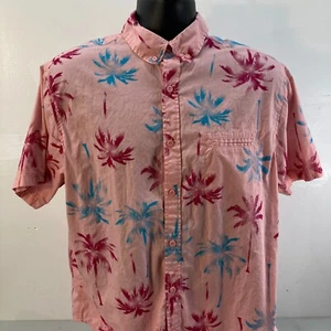 Fresh Prints of Bel Air Hawaiian Shirt Mens XL European Slim Fit Pink Palm Trees - Picture 1 of 13