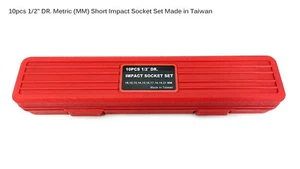1/2" Short Shallow Impact Socket CR-V Black METRIC 10pc Air 10-19mm, 21mm Taiwan - Picture 1 of 4