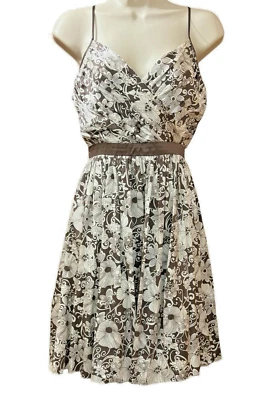 Vestido de cóctel floral Arden B vintage marrón 93 % seda talla pequeña para mujer Foto 1 de 4