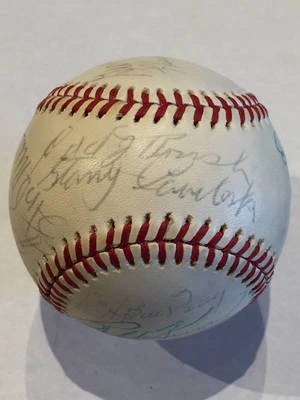 1975 Hall of Fame Induction Autographed Baseball Stan Coveleski Edd Roush Earl A - Image 1 of 4
