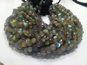 LABRADORITE COIN FACETED CUT 7-7.5MM LOOSE GEMSTONE BEADS 13"INCH 1 STRAND - Picture 1 of 10