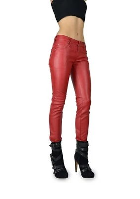 PANTALONES VAQUEROS TRIPP NYC ROJOS IMITACIÓN CUERO ROCKSTAR PVC AJUSTADOS GÓTICOS PUNK EMO ZX4796 Foto 1 de 4