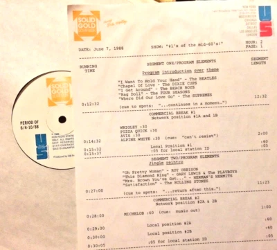 6/7/88 SOLID GOLD SCRAPBOOK FEATURE 17 #1 HITS OF THE MID 60's: STONES, BEATLES - Image 1 of 2