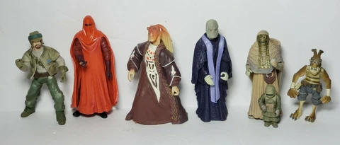 Star wars Lot of 7 action figures 2002 Royal Guard , Teemto , Tusken , Lott Dod Cover
