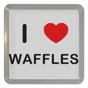Waffles I Love Plastic Tea Coaster Beer Mat Plastic (95mm x 95mm) - Picture 1 of 2