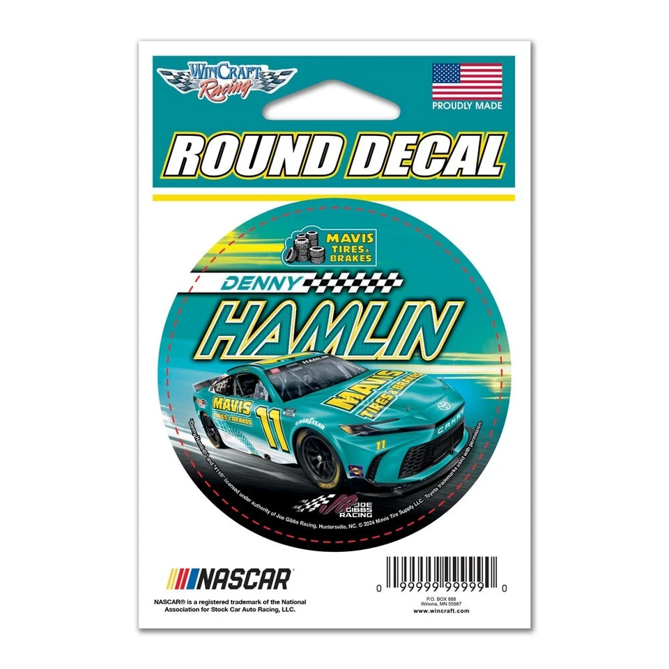 Круглая наклейка Denny Hamlin 2024 Wincraft No11 Mavis 3 дюйма - Изображение 1 из 1