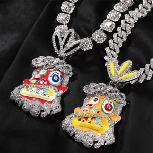 Hip Hop Rap bunt Emaille Anhänger Halskette Schmuck cool Männer Geschenk voller Zirkon - Bild 1 von 17